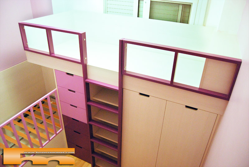 Litera Cruzada en Habitación Infantil Compartida con Cuna y Cama Alta | Laura | Vallirana